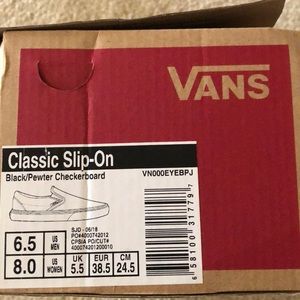 NEW Vans Grey and Black Checkered slip ons